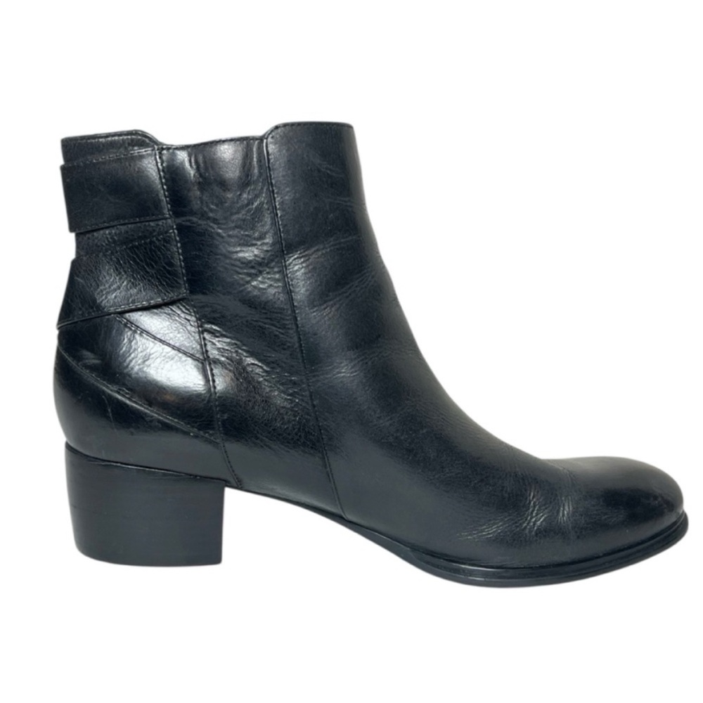 Isola black leather side zip heeled booties size 9.5